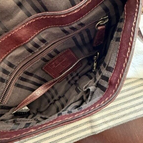 Frye Roxanne Rabbit Fur Genuine Leather Stud Studded Crossbody Bag Purse Brown • - Picture 9 of 12